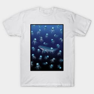 Jellyfish and blue whale T-Shirt